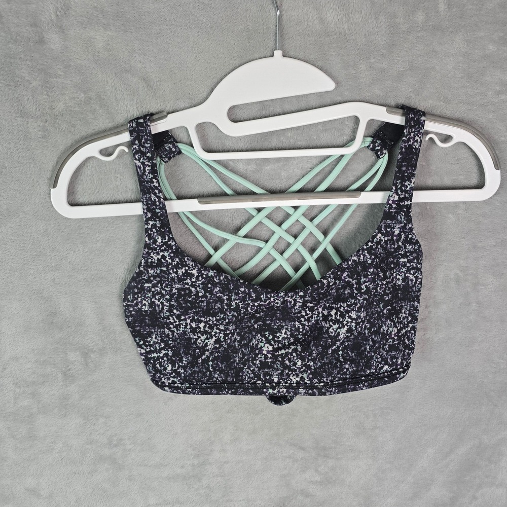 Lululemon Free To Be Wild Sports Bra Black White Static Mint Strappy Back‎
